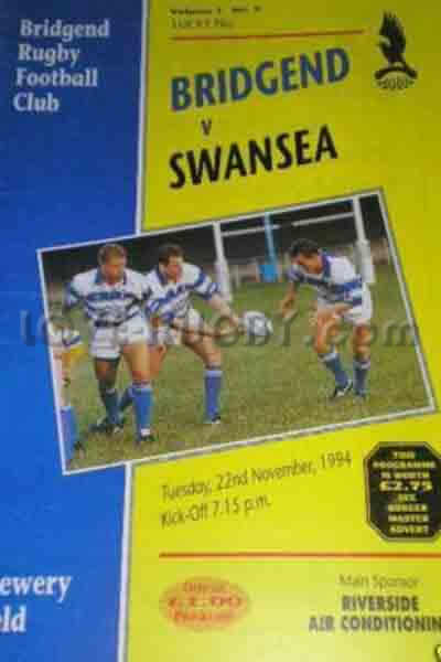 1994 Bridgend v Swansea  Rugby Programme