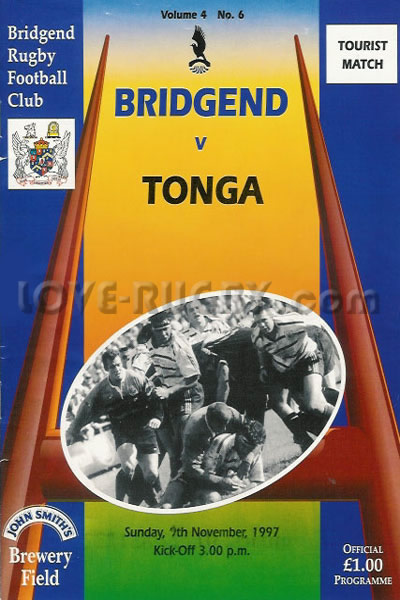 1997 Bridgend v Tonga  Rugby Programme