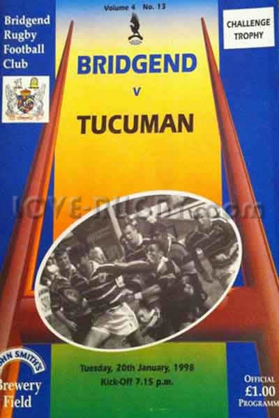 1998 Bridgend v Tucuman  Rugby Programme