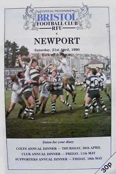 1990 Bristol v Newport  Rugby Programme
