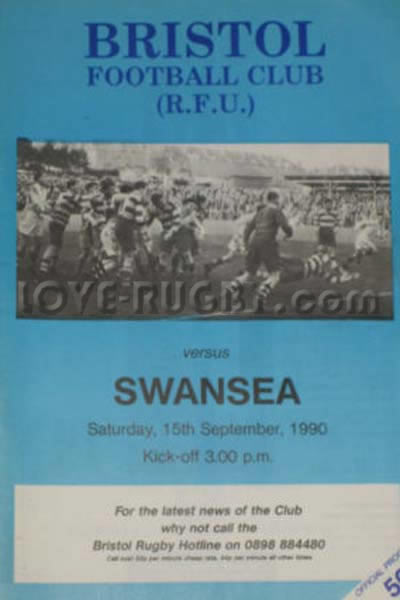 1990 Bristol v Swansea  Rugby Programme