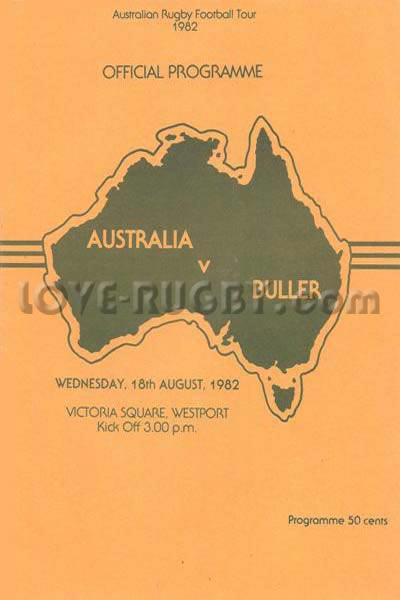 1982 Buller v Australia  Rugby Programme