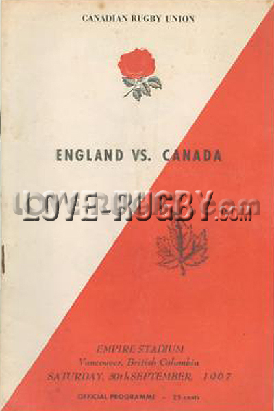 1967 Canada v England  Rugby Programme