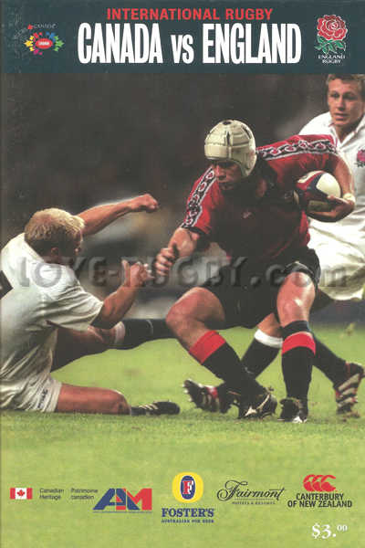 2001 Canada v England  Rugby Programme