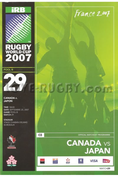 2007 Canada v Japan  Rugby Programme
