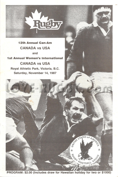 1987 Canada v USA  Rugby Programme