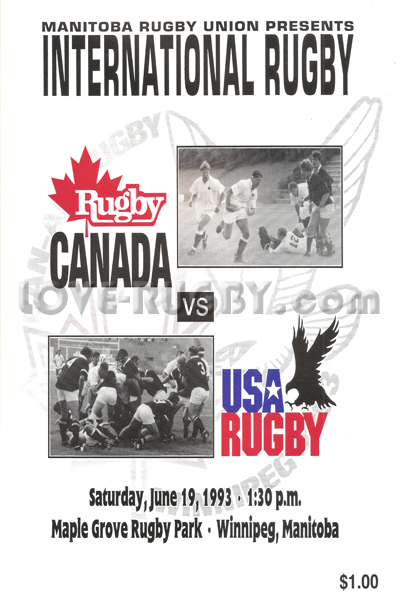 1993 Canada v USA  Rugby Programme