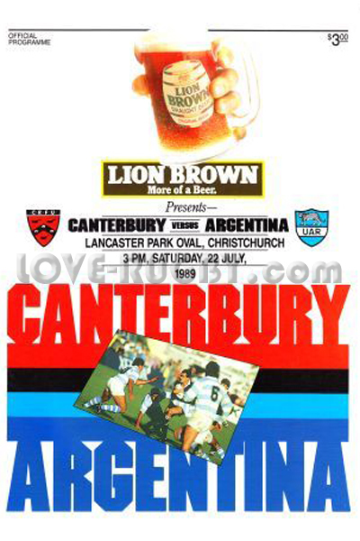1989 Canterbury v Argentina  Rugby Programme
