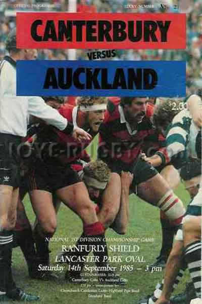 1985 Canterbury v Auckland  Rugby Programme