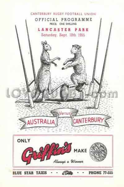 1955 Canterbury v Australia  Rugby Programme