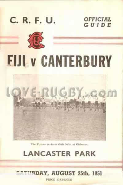 1951 Canterbury v Fiji  Rugby Programme