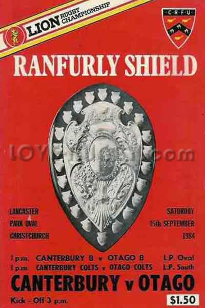 1984 Canterbury v Otago  Rugby Programme
