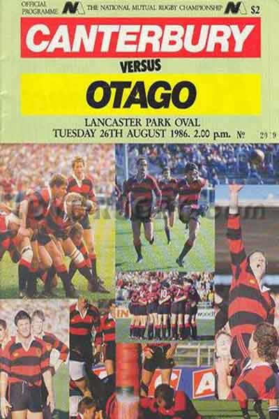 1986 Canterbury v Otago  Rugby Programme