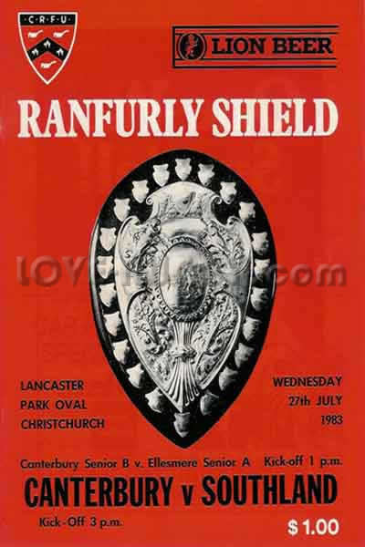 1983 Canterbury v Southland  Rugby Programme