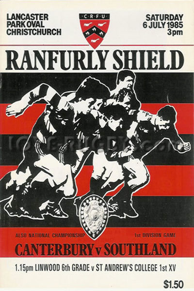 1985 Canterbury v Southland  Rugby Programme