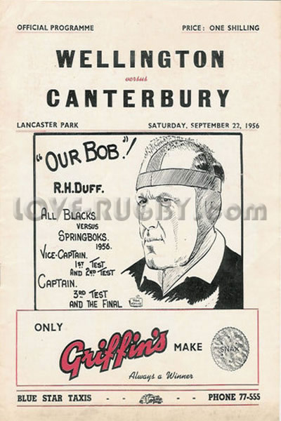 1956 Canterbury v Wellington  Rugby Programme