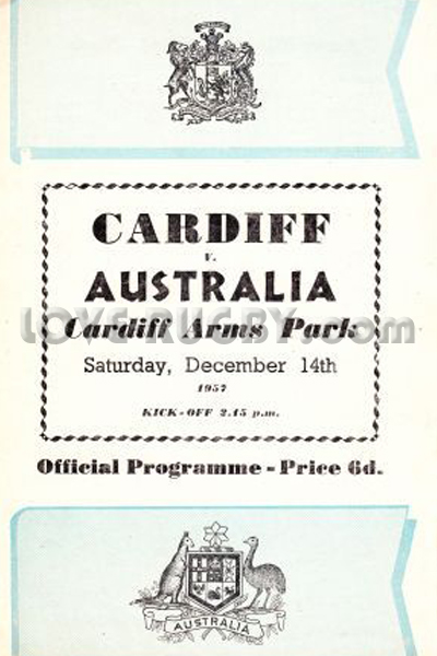 1957 Cardiff v Australia  Rugby Programme