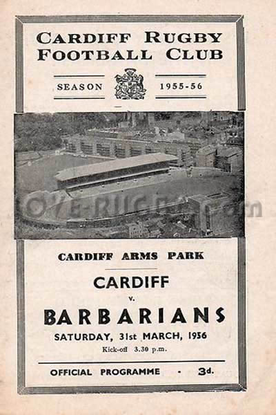 1956 Cardiff v Barbarians  Rugby Programme