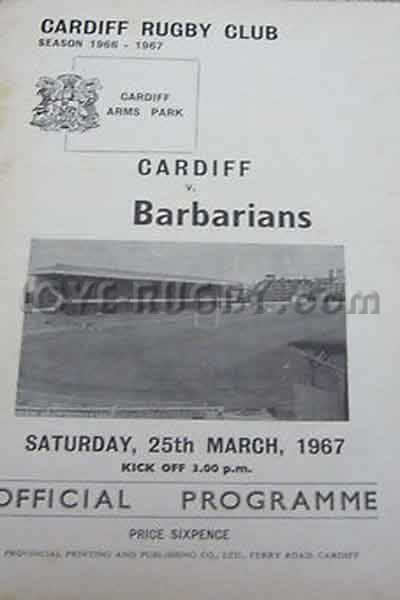 1967 Cardiff v Barbarians  Rugby Programme