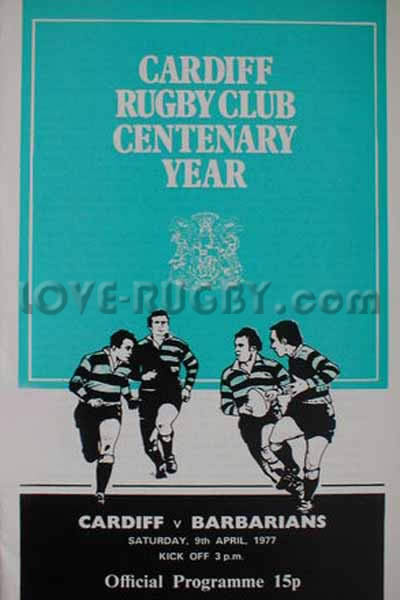 1977 Cardiff v Barbarians  Rugby Programme