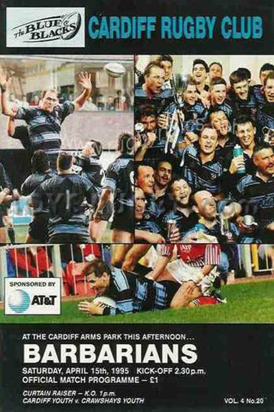 1995 Cardiff v Barbarians  Rugby Programme