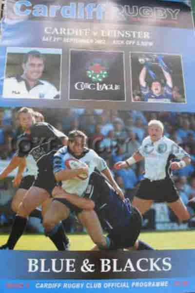 2002 Cardiff v Leinster  Rugby Programme