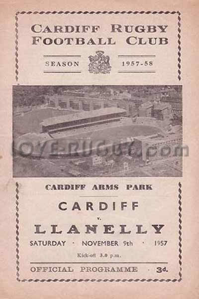 1957 Cardiff v Llanelli  Rugby Programme