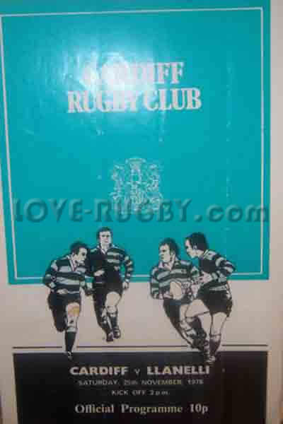 1978 Cardiff v Llanelli  Rugby Programme