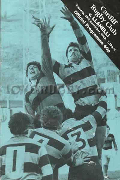 1988 Cardiff v Llanelli  Rugby Programme