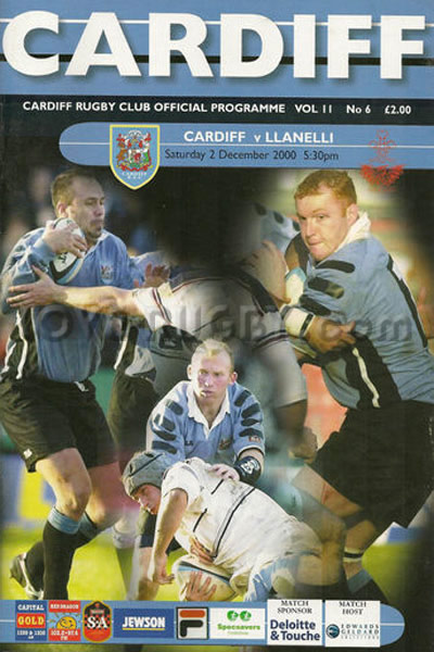 2000 Cardiff v Llanelli  Rugby Programme