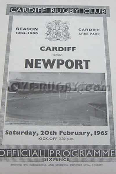 1965 Cardiff v Newport  Rugby Programme