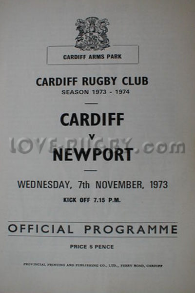 1973 Cardiff v Newport  Rugby Programme