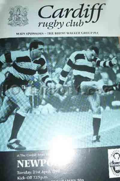 1992 Cardiff v Newport  Rugby Programme