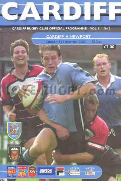 2000 Cardiff v Newport  Rugby Programme