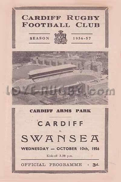 1956 Cardiff v Swansea  Rugby Programme