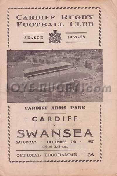 1957 Cardiff v Swansea  Rugby Programme
