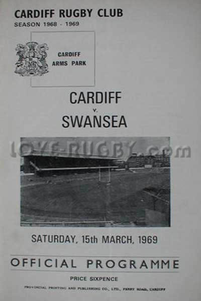 1969 Cardiff v Swansea  Rugby Programme