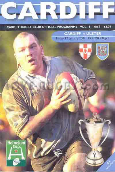 2001 Cardiff v Ulster  Rugby Programme