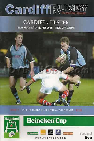 2003 Cardiff v Ulster  Rugby Programme