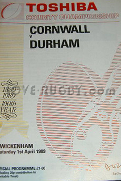 1989 Cornwall v Durham  Rugby Programme