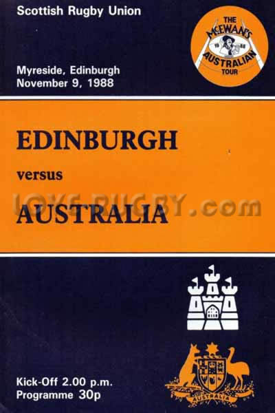 1988 Edinburgh v Australia  Rugby Programme