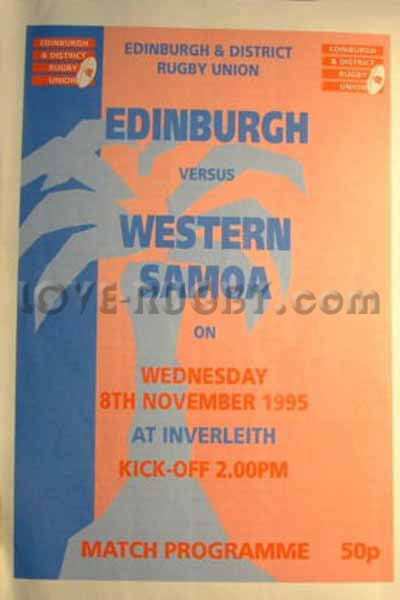 1995 Edinburgh v Samoa  Rugby Programme