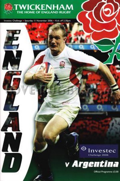 2006 England v Argentina  Rugby Programme