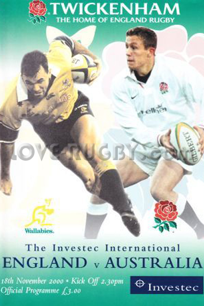 2000 England v Australia  Rugby Programme