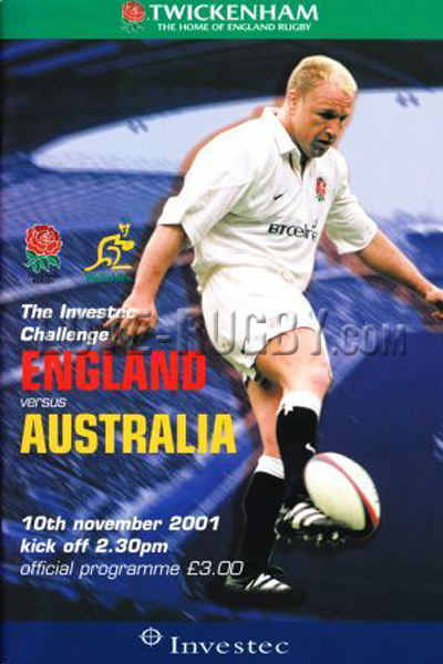 2001 England v Australia  Rugby Programme