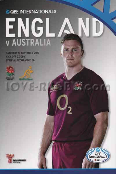 2012 England v Australia  Rugby Programme