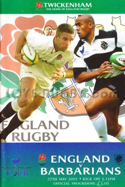 2001 England v Barbarians  Rugby Programme