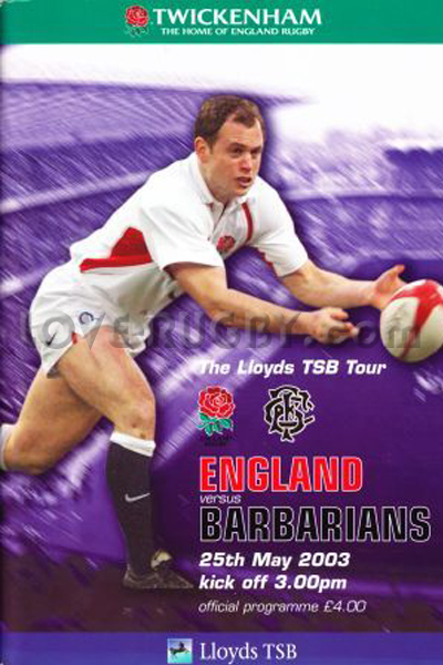 2003 England v Barbarians  Rugby Programme