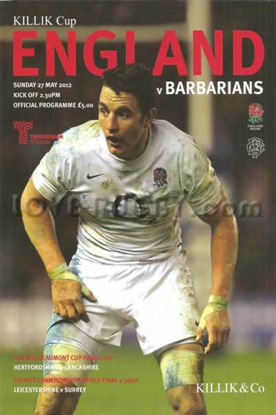 2012 England v Barbarians  Rugby Programme