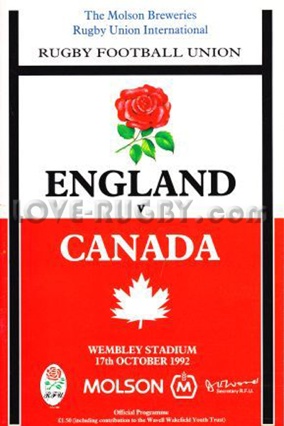 England Canada 1992 memorabilia